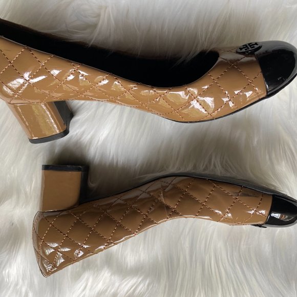 Tory Burch Sand Black Kaitlin Pump ballet Patent Calf 7.5M - Picture 3 of 9